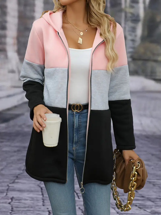 Dames Hoodie Block Design Elegante Kleuren - StudioMarella