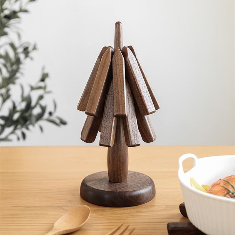 Pannenonderzetter Walnoot Houten Boom Design 10x25cm Tafelbescherming