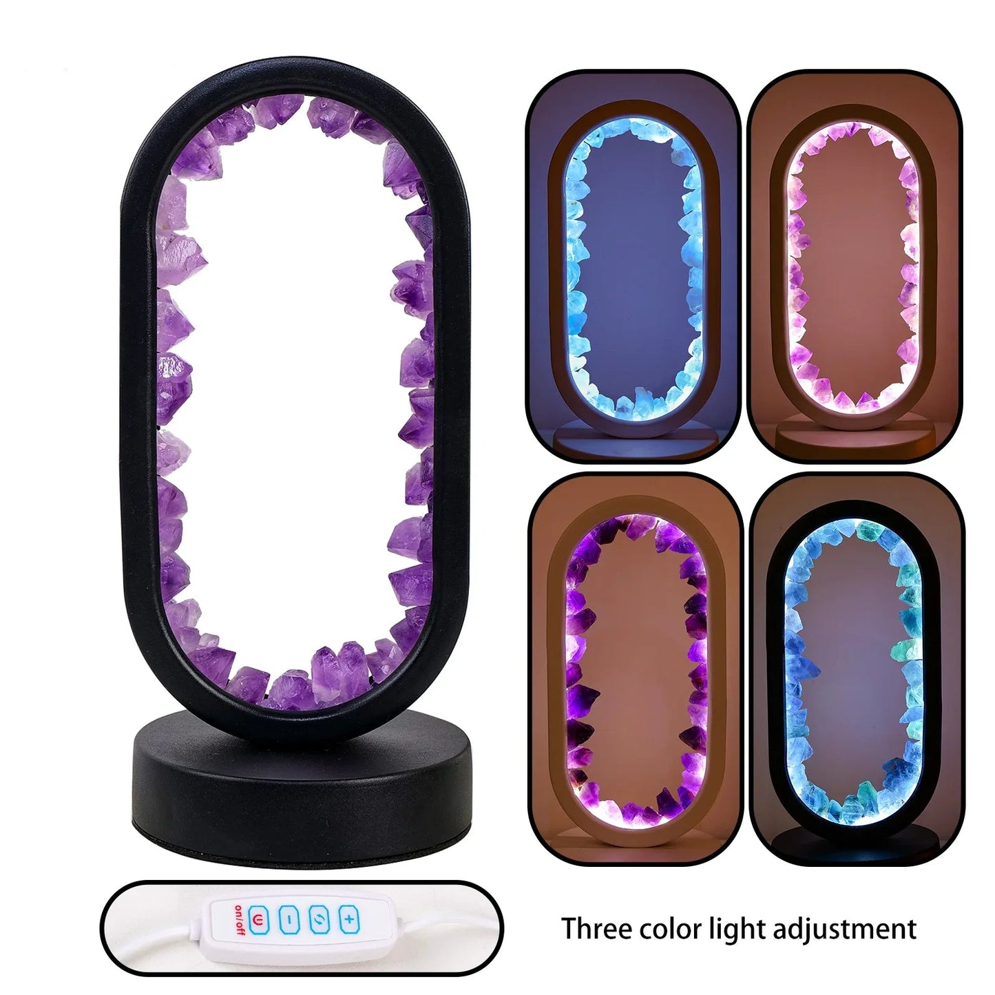 Tafellamp Amethist Handgemaakt Natuurkristal LED E14 Paars Roze Sfeer Slaapkamer Meditatie Yoga Rustgevend Decoratie Innerlijke Rust