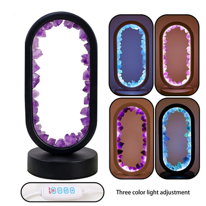 Tafellamp Amethist Handgemaakt Natuurkristal LED E14 Paars Roze Sfeer Slaapkamer Meditatie Yoga Rustgevend Decoratie Innerlijke Rust
