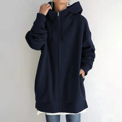 Dames Hoodie Oversized Warm en Zachte Rits Trui