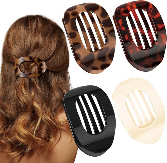 Platte Haarclips Set van 4 – Comfortabel Ontwerp Zonder Drukpunten