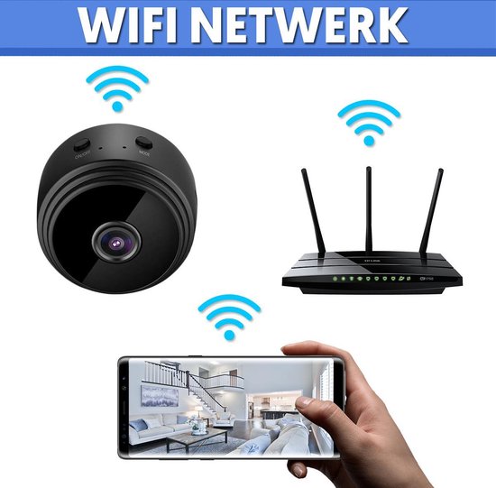 Mini beveiligingscamera draadloos 1080P HD zwart wifi camera nachtzicht 150 graden huis kantoor bewaking