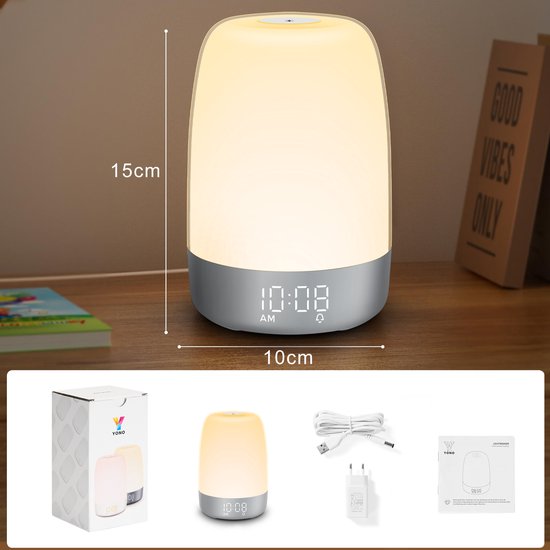 Wake-up Light met Natuurgeluiden en Zonsopgang-simulatie – Oplaadbaar USB-C Nachtlampje met Dimbaar Warm Licht