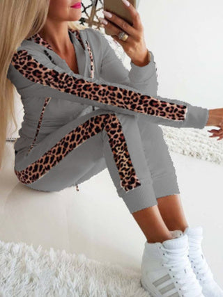 Dames Joggingpak Luipaard Print Tweedelig met Capuchon