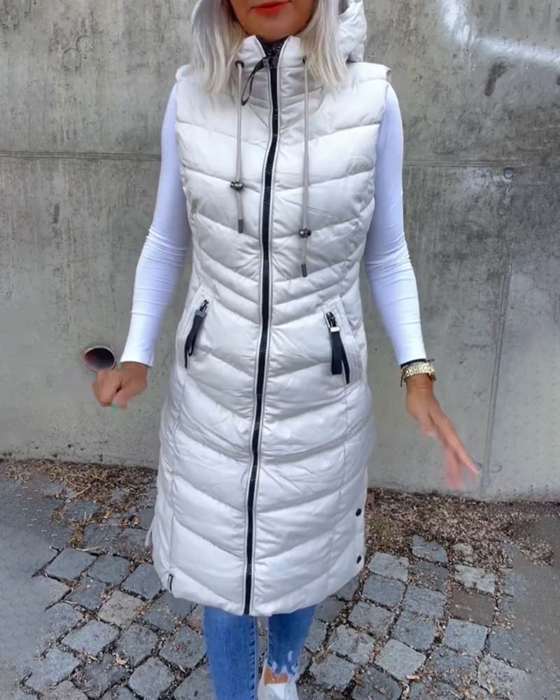 Dames Bodywarmer Warm Gewatteerd Lange Jas