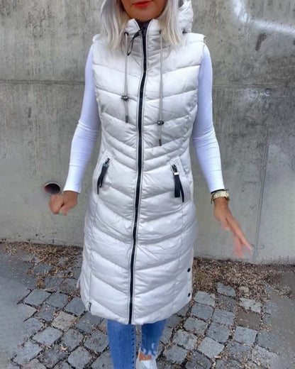 Dames Bodywarmer Warm Gewatteerd Lange Jas