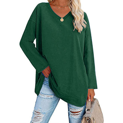 Dames T-shirt Lange Mouwen Oversized Casual V-hals