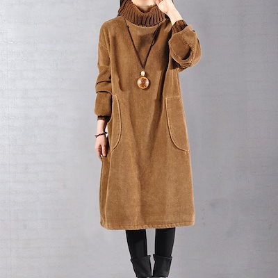 Lange Winterjurk Vrouw Corduroy Mouwen Warm en Stijlvol