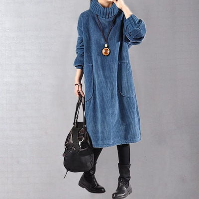 Lange Winterjurk Vrouw Corduroy Mouwen Warm en Stijlvol - StudioMarella