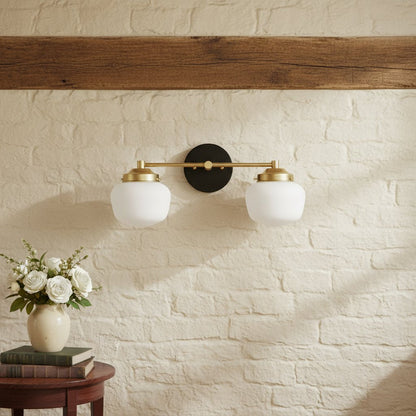 Globe Wandlamp Klassieke Badkamer Schoolhouse Verlichting Mat Opaal Glas voor Spiegel en Wastafel