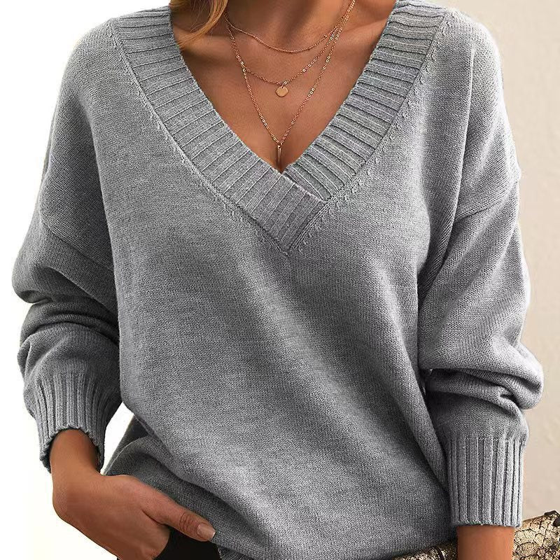 Dames Trui Gebreid V-hals Elegante Basisstijl