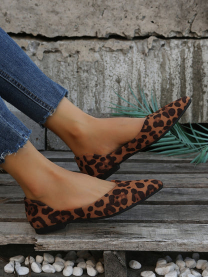 Dames Ballerina's Panterprint Flats Elegant Leer