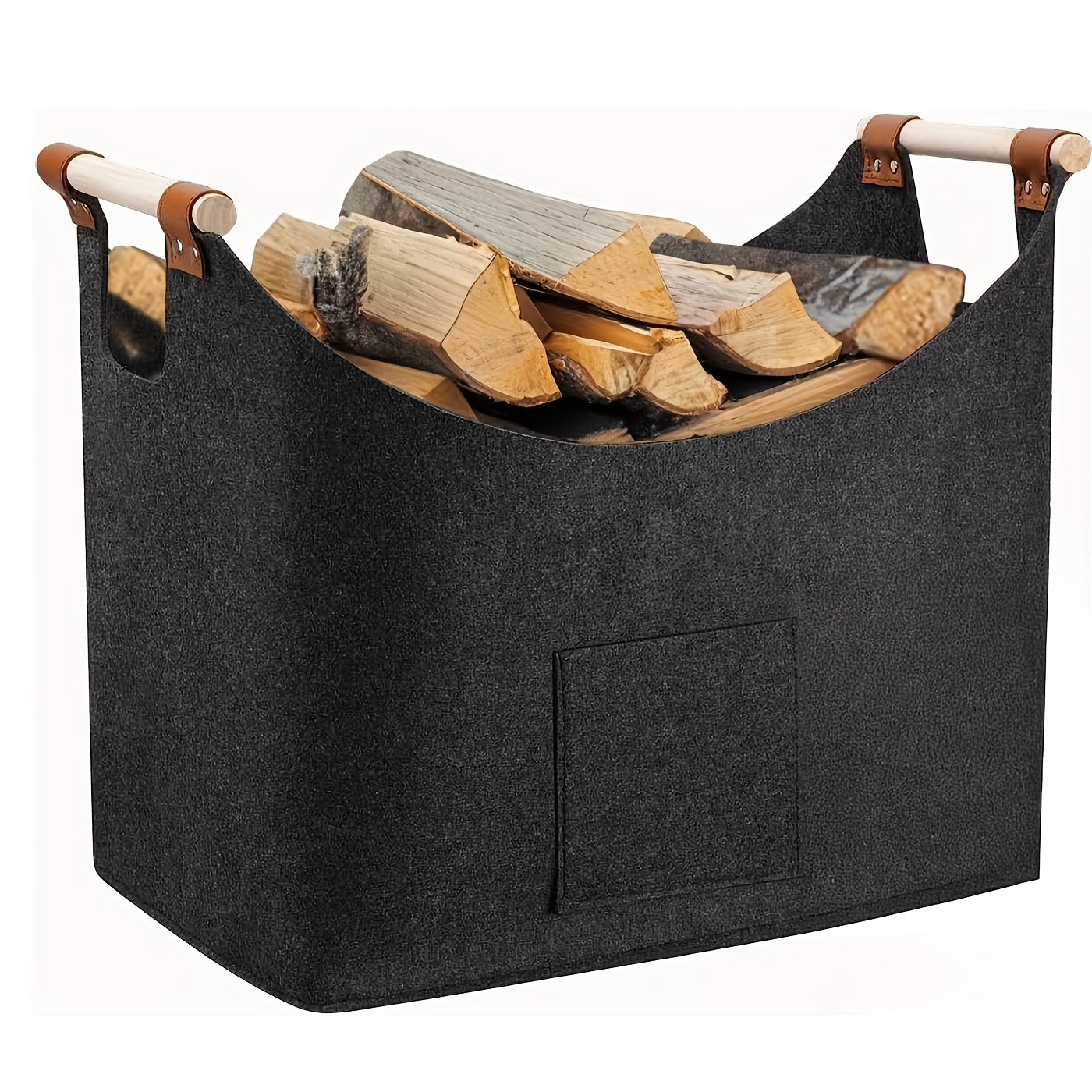 Vilten Haardhoutmand 55L – Grote Haardhout Opbergmand voor Open Haard & Houtkachel
