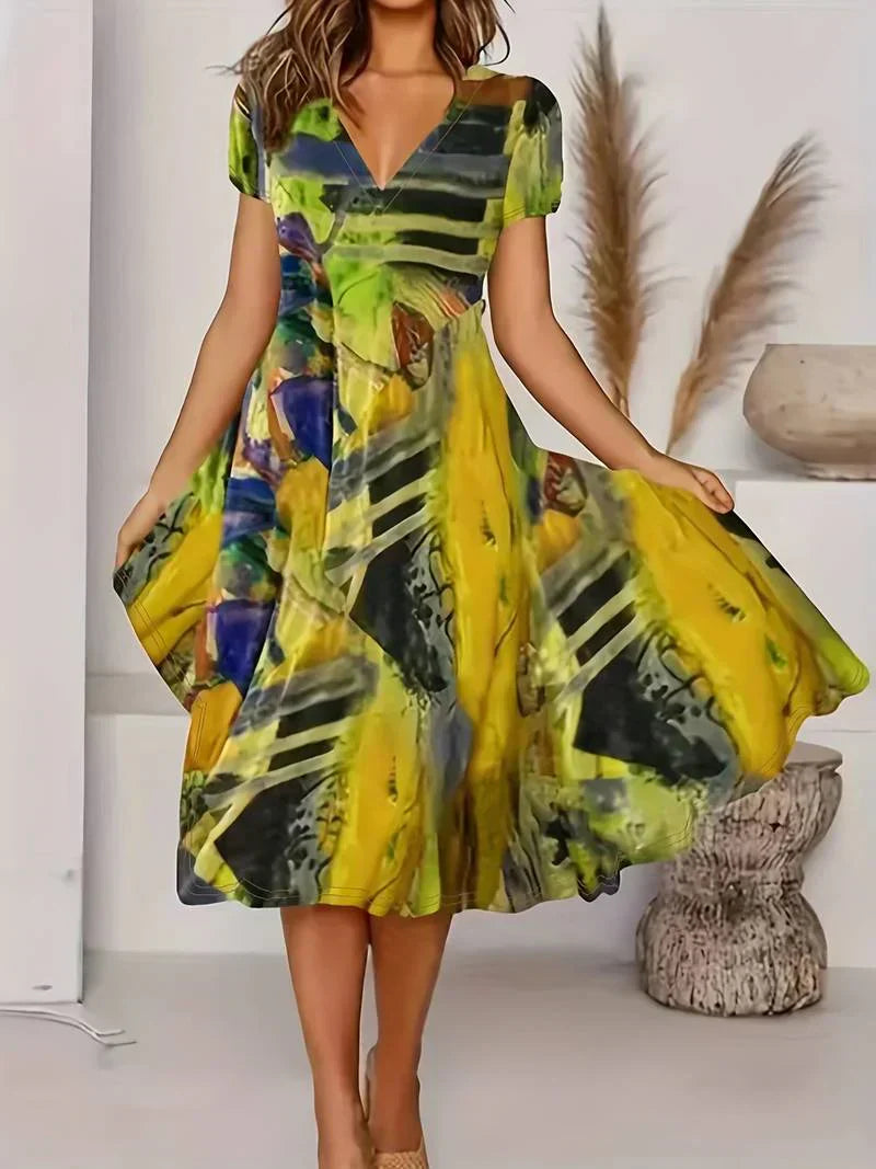 Zomerjurk Bloemenprint V-halslijn Boho Stijl