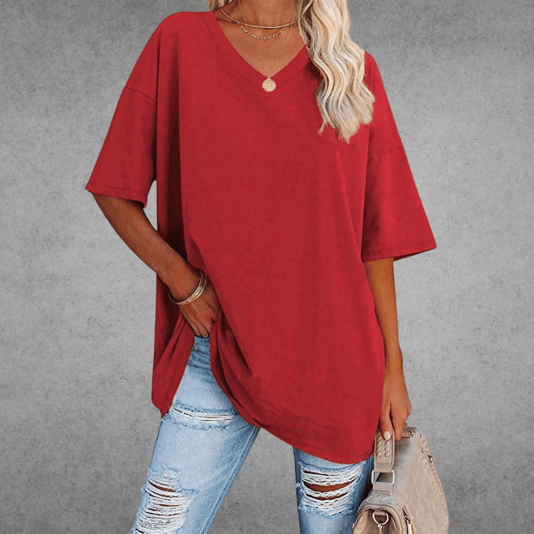 Variant image for T-Shirt Donna - Scollo a V Casual Maglietta-31