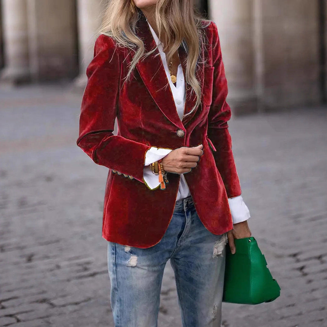 Dames Blazer Fluwelen Stijlvol en Trendy