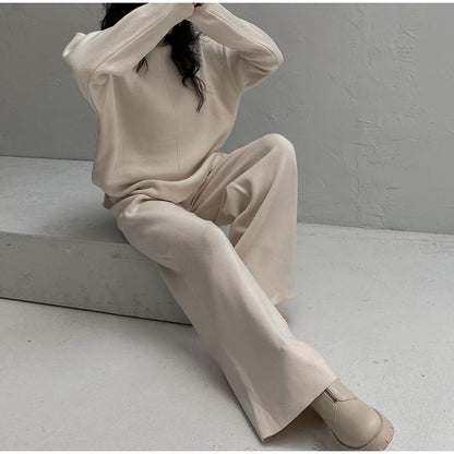 Dames Gebreide Lounge Set met Coltrui en Wijde Broek