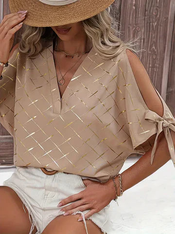 Vrouwelijke Zomer Blouse Kort Met V-Hals