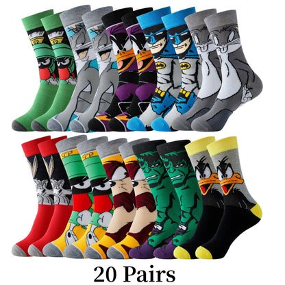 Cartoon Sokken Set 20 Paar Polyester Spandex Multicolor Casual Streetwear Unisex Ademend Elastisch