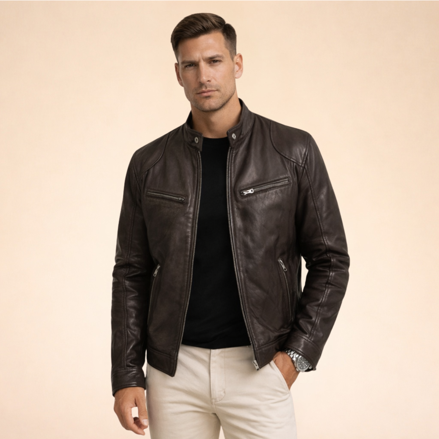 Leren Jack Elegant Tijdloos Design voor Mannen