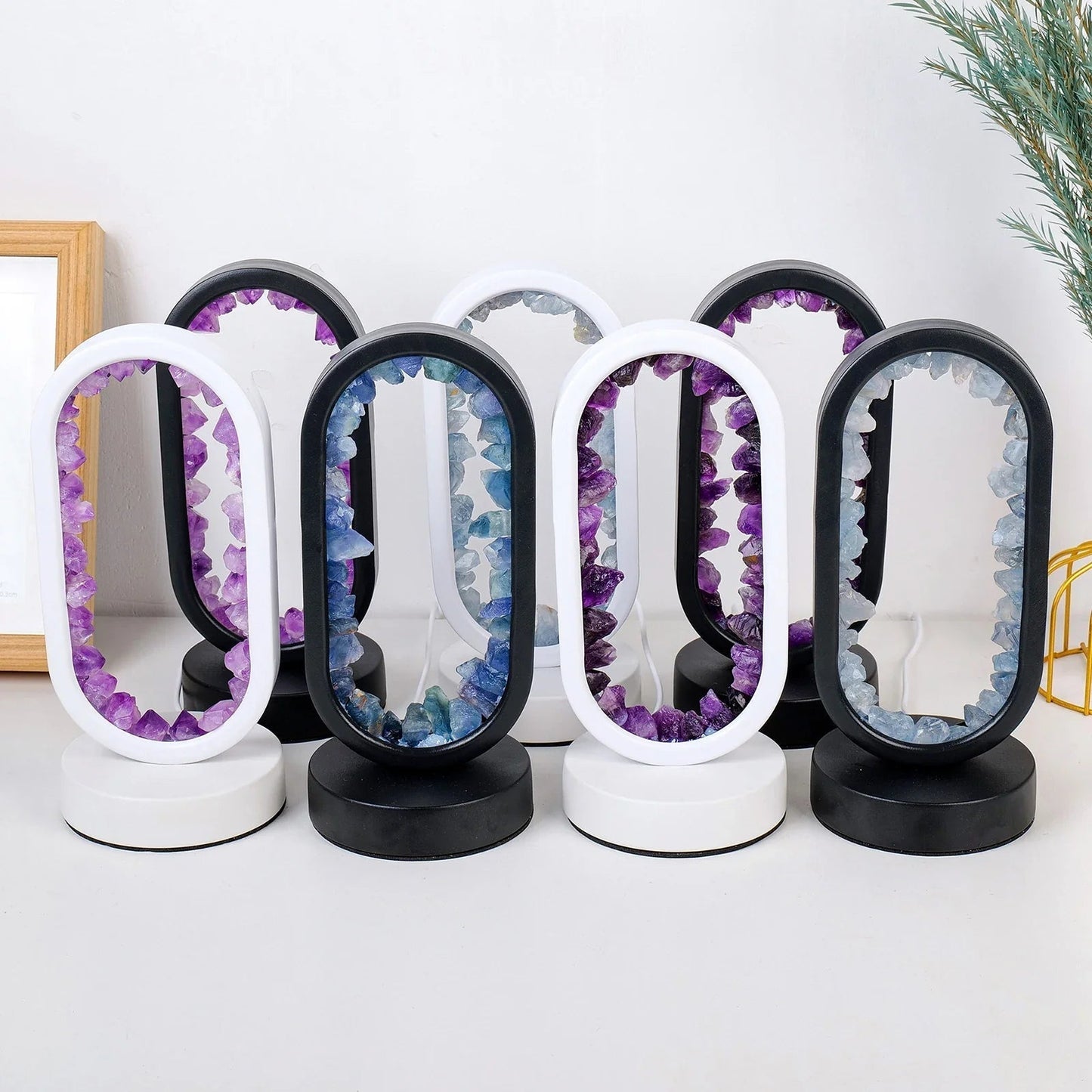 Tafellamp Amethist Handgemaakt Natuurkristal LED E14 Paars Roze Sfeer Slaapkamer Meditatie Yoga Rustgevend Decoratie Innerlijke Rust