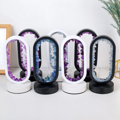Tafellamp Amethist Handgemaakt Natuurkristal LED E14 Paars Roze Sfeer Slaapkamer Meditatie Yoga Rustgevend Decoratie Innerlijke Rust