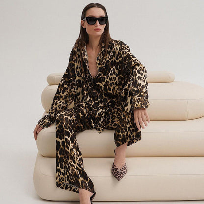 Dames Pyjama Set Zacht met Panterprint Tweedelig