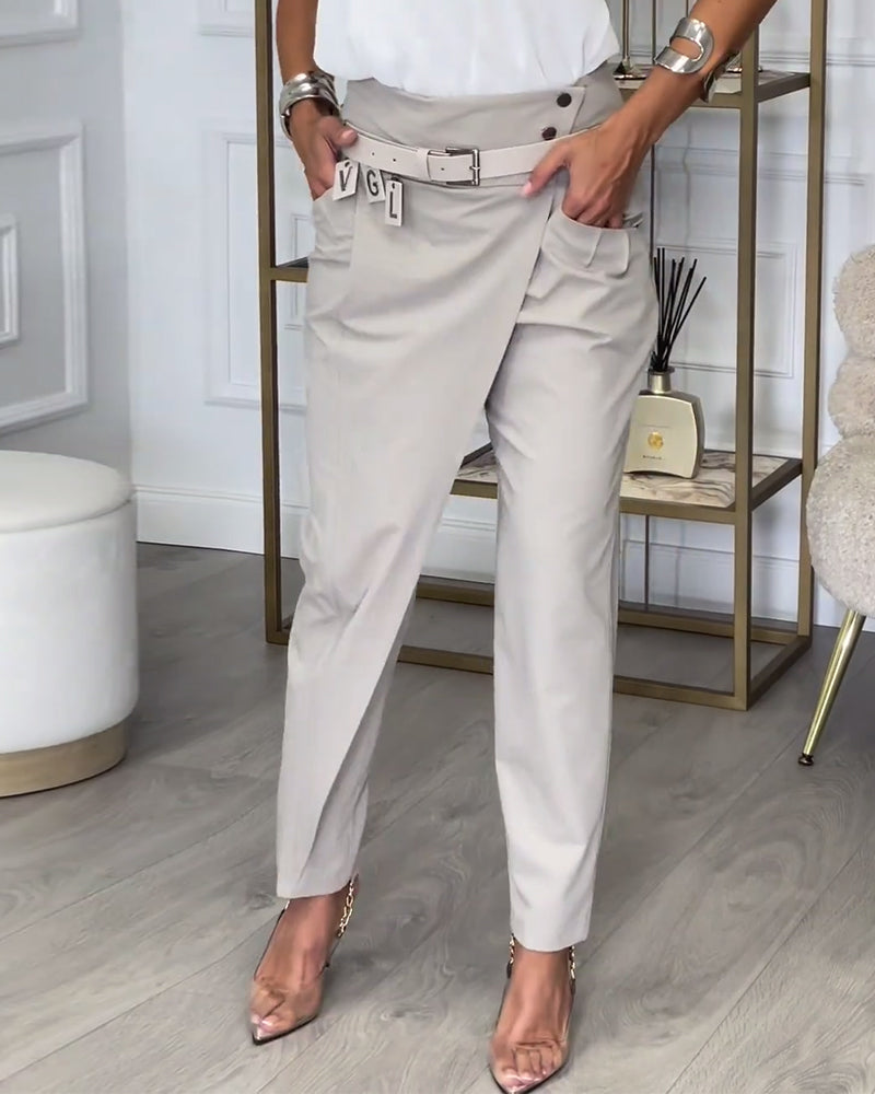 Slimme Hoge Taille Broek Elastisch Comfortabel Polyester