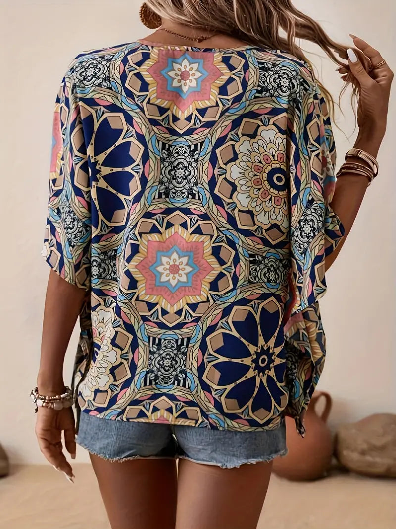 Vrouwen Blouse Bloemenprint V-hals Zomerse Stijl
