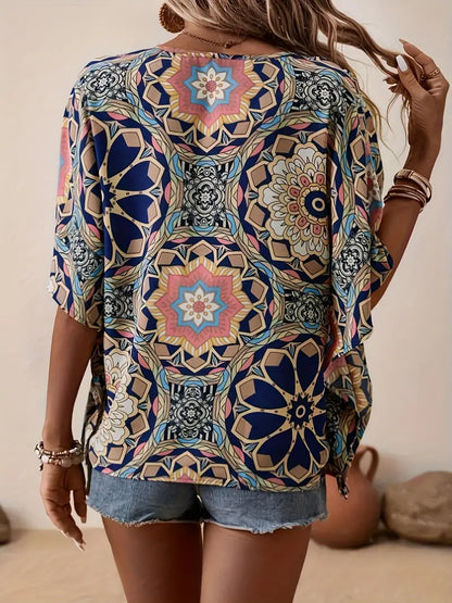 Vrouwen Blouse Bloemenprint V-hals Zomerse Stijl