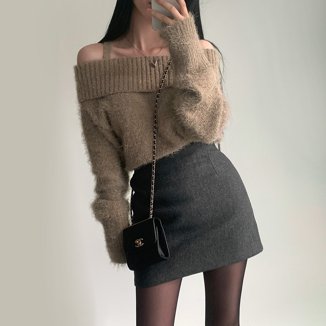 Dames Trui Off-shoulder Gebreid Stijlvol