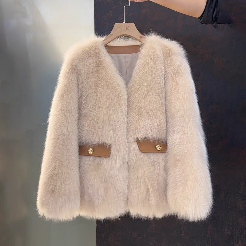 Dames Faux Fur Jas Met Zakken Luxe Uitstraling