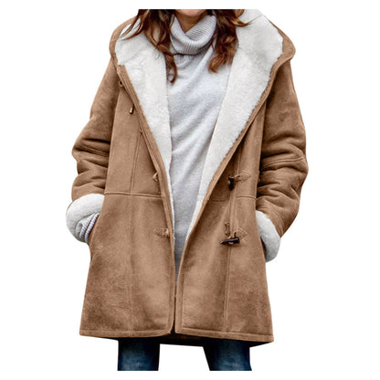 Dames Jas Warm met Sherpa Voering en Toggle Sluiting Beige