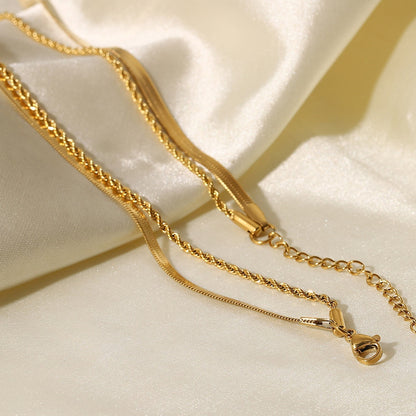 Gouden Ketting Dubbele Schakel Gelaagd Design