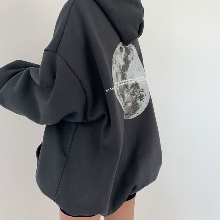 Dames Hoodie Space Print Casual Streetwear → Dames Hoodie Space Print Casual Straatmode