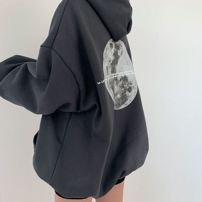 Dames Hoodie Space Print Casual Streetwear → Dames Hoodie Space Print Casual Straatmode