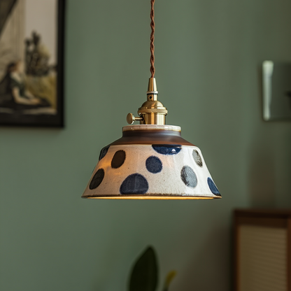 Hanglamp Eettafel Keramiek Handgeschilderd Bloemmotief Koperen Fitting E27 Inclusief Lichtbron 4 Dessins