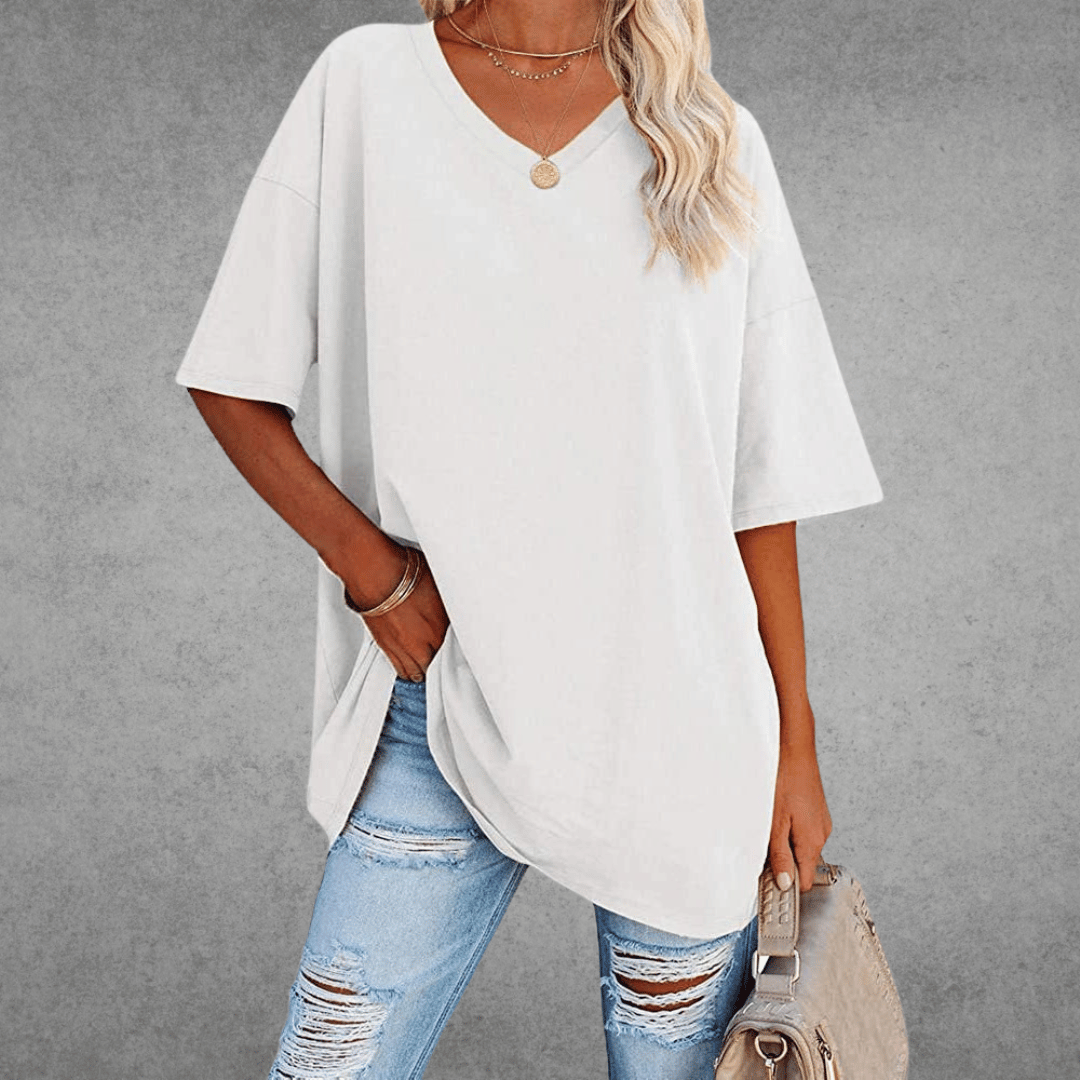 Variant image for T-Shirt Donna - Scollo a V Casual Maglietta-56