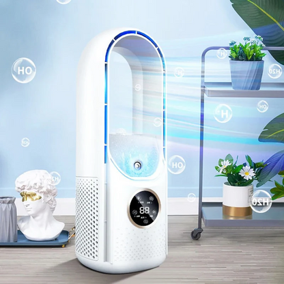 Draagbare Bladeloze Luchtbevochtiger met Stille Werking voor Thuis en Kantoor – Compact USB Koelventilator met 6 Snelheden en Timer – Energiezuinige Persoonlijke Airco voor Werkplek en Slaapkamer