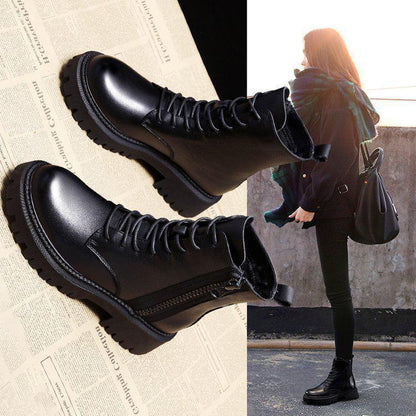 Dames Winterlaarzen Stevige Comfortabele Chunky Boots met Veters