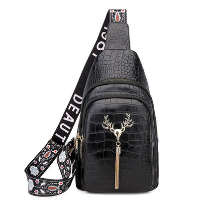Dames Crossbody Tas Hertenprint Met Kwastjes Leer