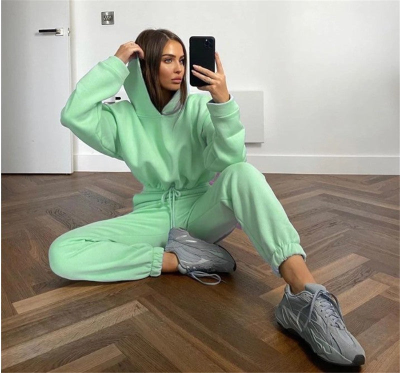 Dames Joggingpak Soft Capuchon Tweedelig Set