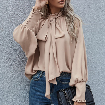 Dames Blouse Strikdetail Elegante Stijl Chique Katoen - StudioMarella