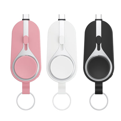 Draadloze oplaadclip powerbank karabijnhaak compact zwart telefoon smartwatch oplader sleutelhanger draagbare lader