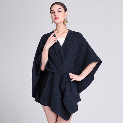 Dames Poncho Met Riem en Elegant Design