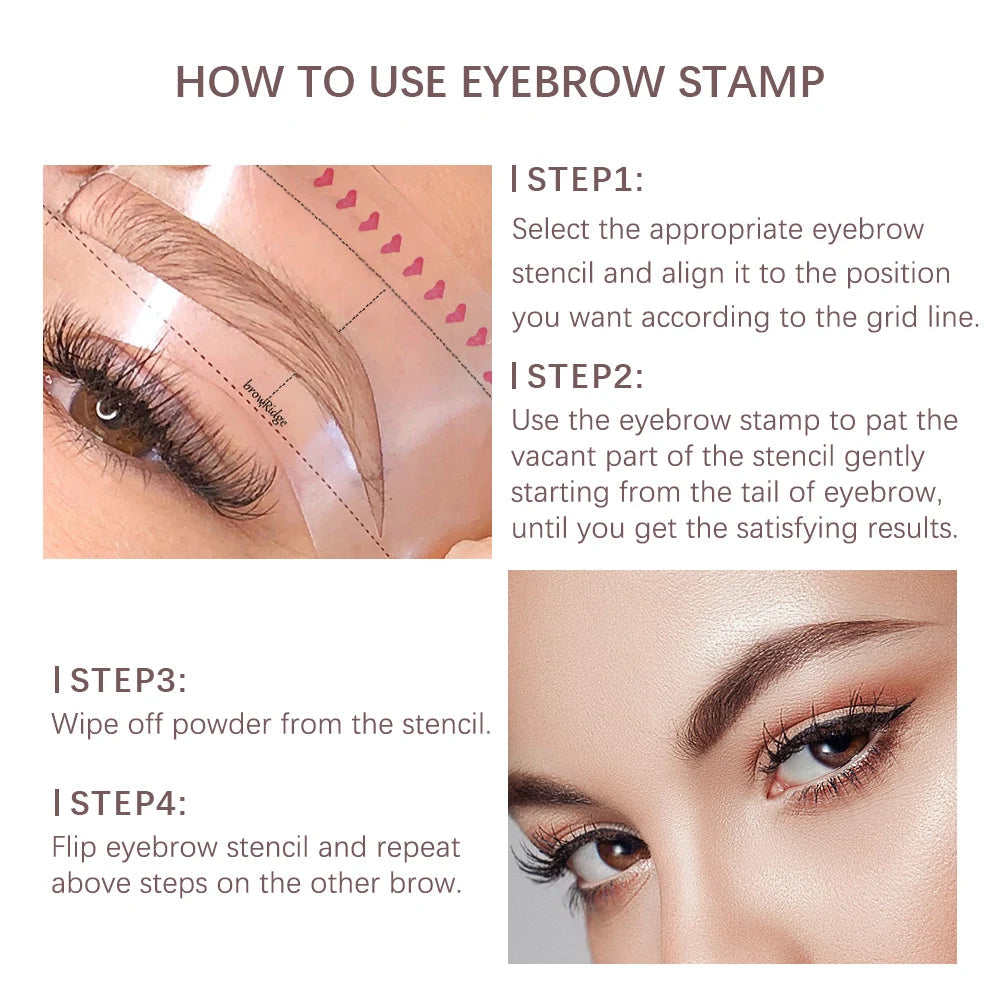 Wenkbrauw Stempel Styling Set voor Perfecte Brows met Sjablonen Poeder Natuurlijke Look Dagelijks Gebruik