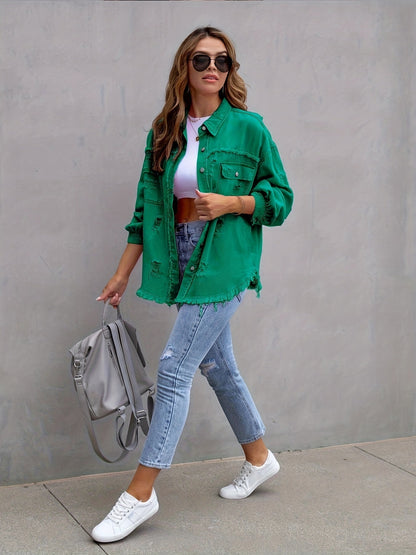 Oversized Denim Jasje Blauw Unisex Met Knoopsluiting