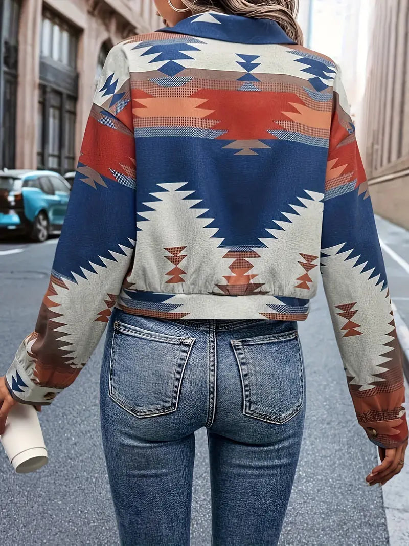 Enkelzijdige Jas Geo Print Dames