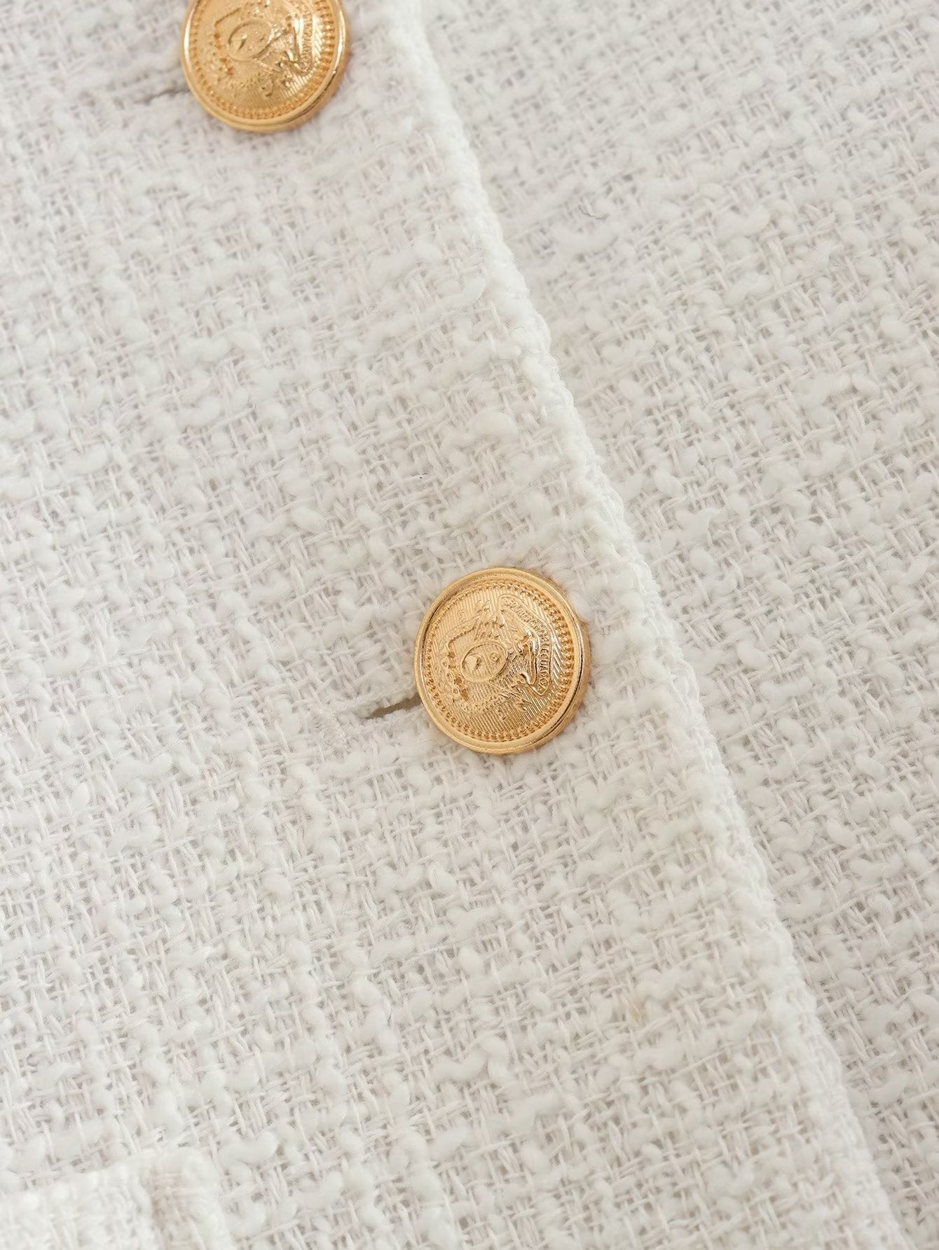 Dames Jas Bouclé Luxe Gouden Knopen